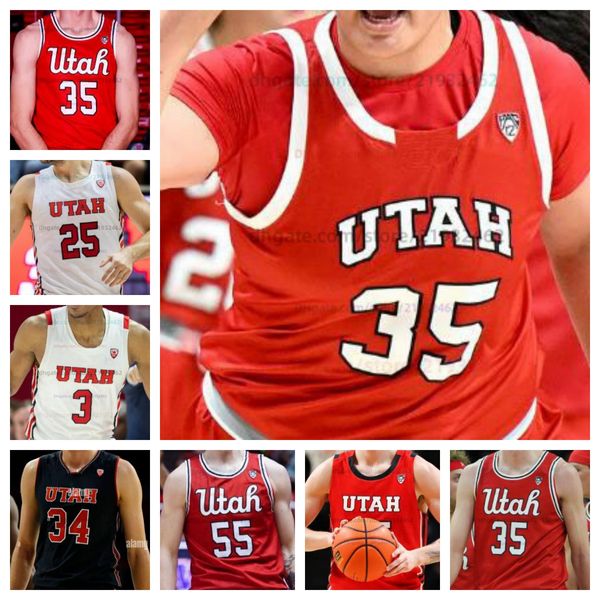 Utah Utes Basketball Jersey NCAA camisa costurada Qualquer nome Número Homens Mulheres Juventude Bordada 1 Ben Carlson 10 Jake Wahlin 34 Lawson Lovering 45 Jerry Huang