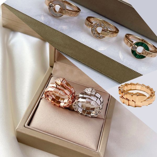 3-farbig plattierter Schlangen-Anello-Designer-Damen-Größenring, 18 Karat Gold, Schlangenknoten-Wrapp-Design-Ringe, 10 Stile, gedrehtes Seil-Ring-Design, Twist-Ringe mit Steinbesatz, Geschenk