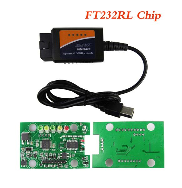 ELM 327 USB OBD2 Scanner diagnostico per auto ELM327 V15 USB OBD 2 II Strumenti diagnostici automatici EML327 FT232RL Supporto chip J18506896441
