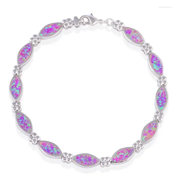 Charme Pulseiras JLB-084 Atacado Forma de Olho de Cavalo Rosa Opala Moda Jóias Pulseira Preço de Fábrica para Meninas Presente e Dia dos Namorados