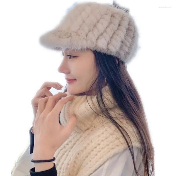 Berretti da baseball invernali da donna moda russa spessa e calda berretta da baseball soffice cappello a cilindro autentico