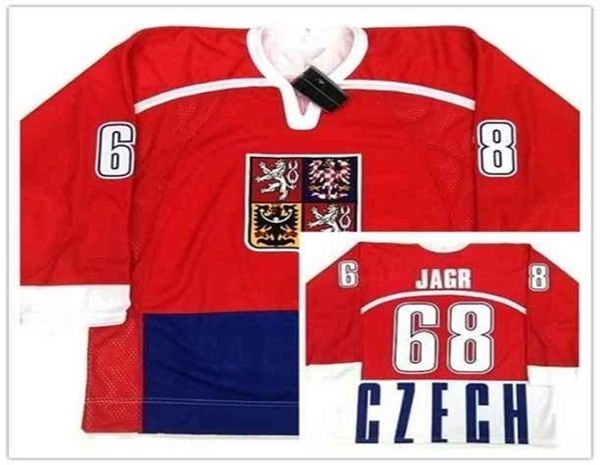 C26 Nik1 Seltenes Vintage 68 Jaromir Jagr Tschechisches Nationalmannschafts-Hockey-Trikot. Beliebiger Name und Nummer 7165133