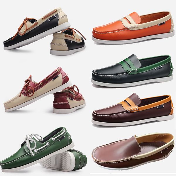 GAI GAI GAI Novo Designer de Tamanho Grande Sapatilhas de Vela Casuais Mens Couro Genuíno Britânico Condução Sapatos Únicos para Homens Treinadores de Sapato Eur 38-45