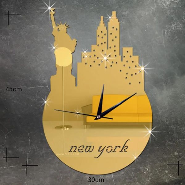 Horloges murales 3 D Déesse Horloge Quartz Miroir Décoré Salon TV Fond