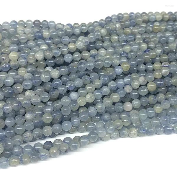Pietre preziose sciolte Veemake Cianite blu perline rotonde Design di gioielli Realizzazione di cristalli naturali Collana fai da te Bracciali Orecchini pendenti
