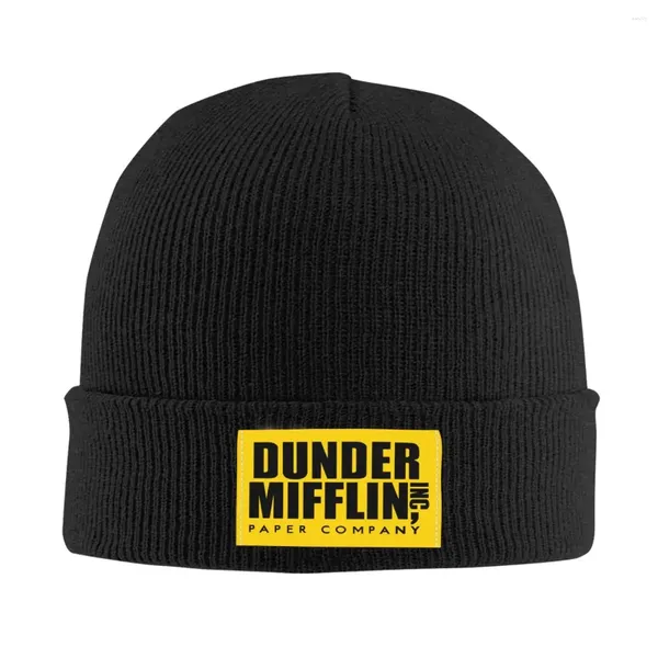 Береты Dunder Mifflin Paper Company Skullies Шапки Шапки Унисекс Прохладная зимняя теплая вязаная шапка для взрослых Офис ТВ-шоу Капот Шапки