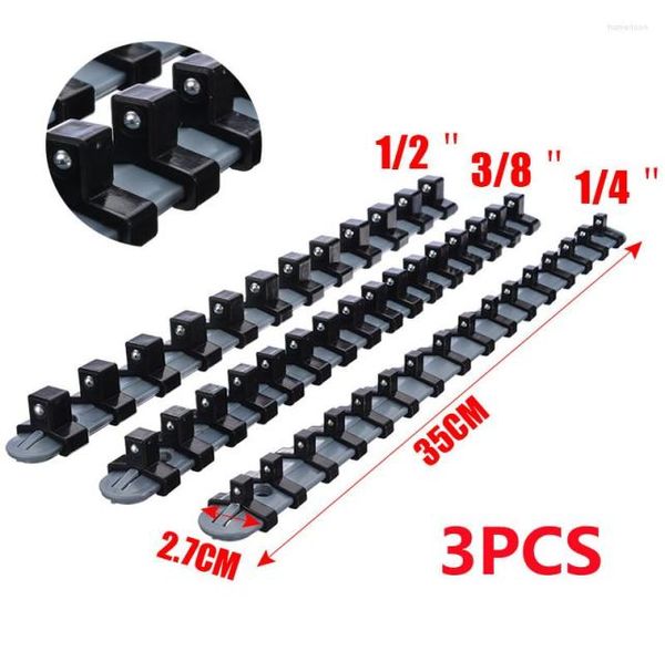 3 pçsset 14quot 38quot 12quot plástico soquete bandeja ferroviário rack de armazenamento titular organizador prateleira suporte chave titular casa tool2763088