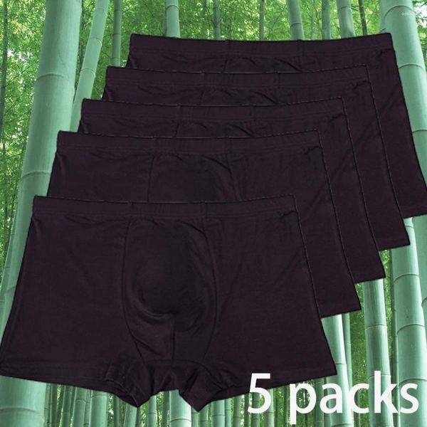 Unterhosen, 5 Packungen, Bambus-Boxershorts, Herren, XL, XXL, XXXL, XXXXL, 5XL, 6XL, Übergröße, Unterwäsche, Herren, Plattfüße, Fitnessstudio, Shorts, Höschen, Schwarz, Geschenke