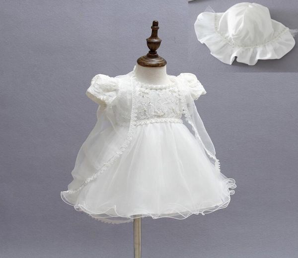 Neue Baby Mädchen Taufe Taufe Ostern Kleid Kleider Spitze Satin Stickerei Shwal Formale Kleinkind Baby Mädchen Party Kleider 3PCSSet3150202