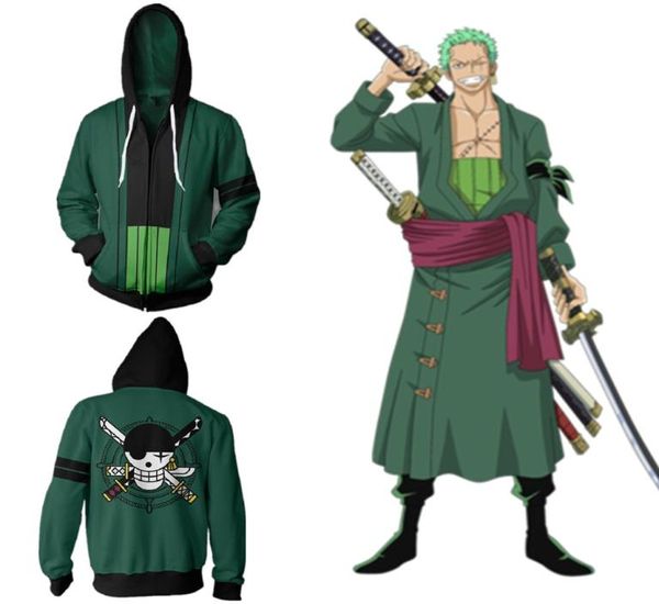 Tamanho asiático japão anime uma peça roronoa zoro cosplay traje manga longa zíper casaco jaqueta hoodie8315201