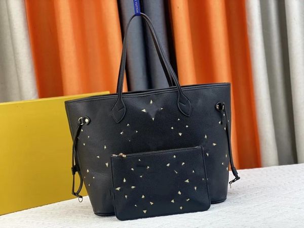 Orijinal Deri Tote Bag Alışveriş Çantası Lüks Tasarımcı Kadınların Orijinal Deri Moda Çanta Büyük Kompozit Çanta Oluklu Cüzdan M45684 / 2 Parça Set A066