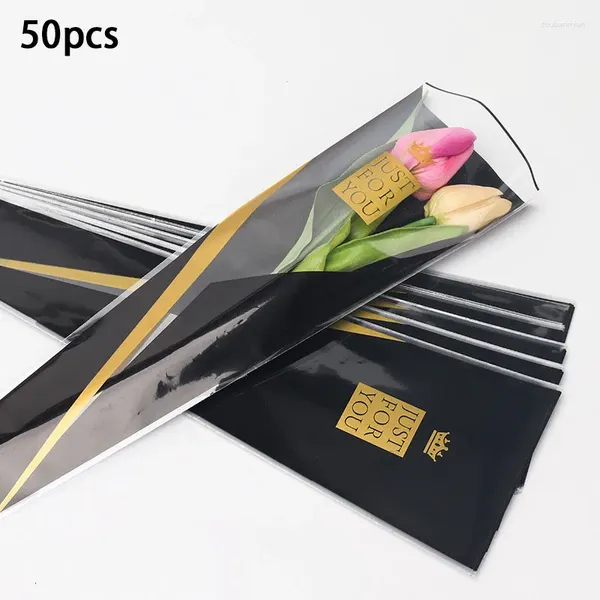 Confezione regalo 20/50 pezzi/lotto Imballaggio Sacchetti trasparenti Sacchetto di cellophane colorato per bouquet di rose Accessori per pacchetti di fiori