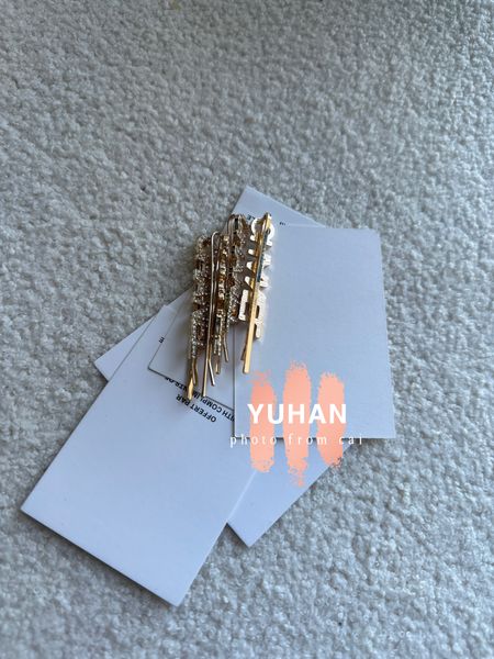 Moda Matel Rhinestone Hairclips Moda Saç Pimi C Taş Mektup Aksesuarları Kağıt Kartı Koleksiyonu Damgalı.VIP