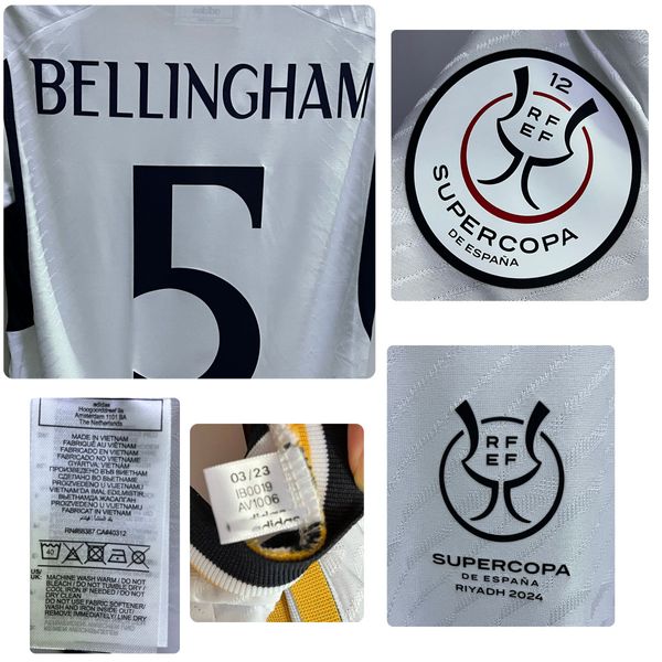 Home Textile Match Indossato Player Issue 2024 Supercopa Final Rodrygo Vini Jr Bellingham Modric Valverde Maillot Heat Transfer Iron ON Soccer Patch Badge