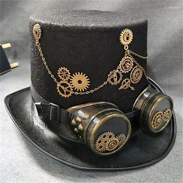 Boinas garotas steampunk cup -chat halloween fantasia gótica com decoração de óculos