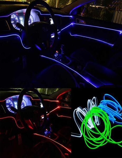 35m EL Cold Line Luci per auto flessibili 12V LED Lampade al neon con filo al neon sulla decorazione interna della striscia luminosa3326129