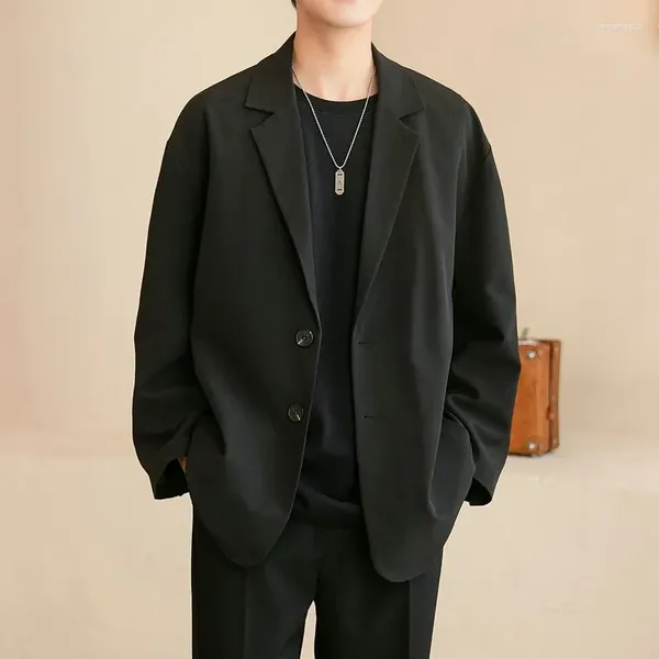Мужские костюмы 2024, роскошный классический пиджак, пальто, черный, коричневый, корейский стиль, повседневные повседневные пиджаки, осенне-весенняя мода, свободный пиджак