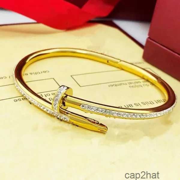 Prego pulseira pulseiras bangle uma linha diamante titânio designer de aço para mulheres homens luxo jewlery presentes mulher menina ouro prata rosa preto atacado não desbota feh3