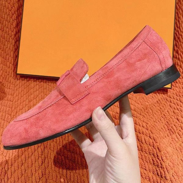 Heißer Verkauf Frauen Runway Frühling Sommer neu kommen flache Loafer Markendesigner echtes Leder Kid Wildleder hochwertige Frauen draußen zu Fuß kausale Schuhe