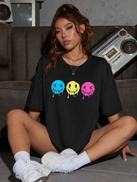 Camicette da donna Camicie Tre diversi stili di Graffiti Divertenti grafiche femminili T-shirt Street Hip Hop Manica corta in cotone T-shirt casual Abbigliamento YQ240120