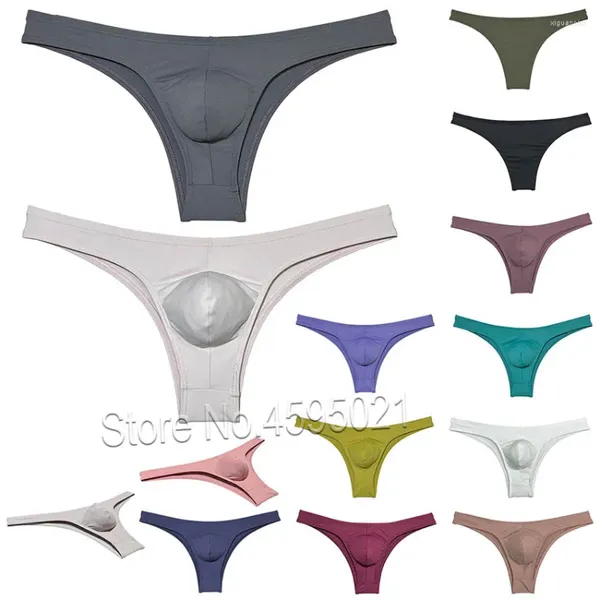 Cuecas masculinas cor sólida atrevido roupa interior masculina pele sentir bikini briefs baixo-rise 1/2 hip booty calças