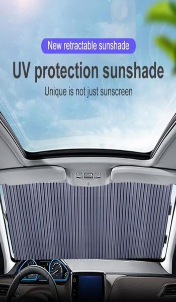 Auto einziehbare Windschutzscheibe Sonnenschutzblock Sonnenschutzabdeckung vorne und hinten Fensterfolie Vorhang für Solar-UV-Schutz 466570cm5344639