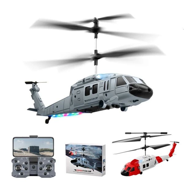 Avião Rc HD Câmera Dupla Helicópteros de Controle Remoto Evitar Obstáculos Aeronaves de Resgate de Altura Fixa Ar/Helicóptero Black Hawk 240118