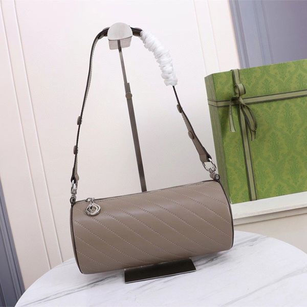 Borsa di design Borsa tote in pelle Borsa a cuscino rotonda piccola per tamburo Borsa a secchiello moda Borsa a tracolla di grande capacità Borsa da donna casual per pendolari di lusso Grigio