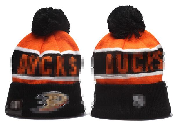 Ducks Beanie Anaheim Cappelli lavorati a maglia Squadre sportive Baseball Calcio Basket Berretti Berretti Donna Uomo Pom Moda Inverno Top Caps Sport Cappelli a maglia a1