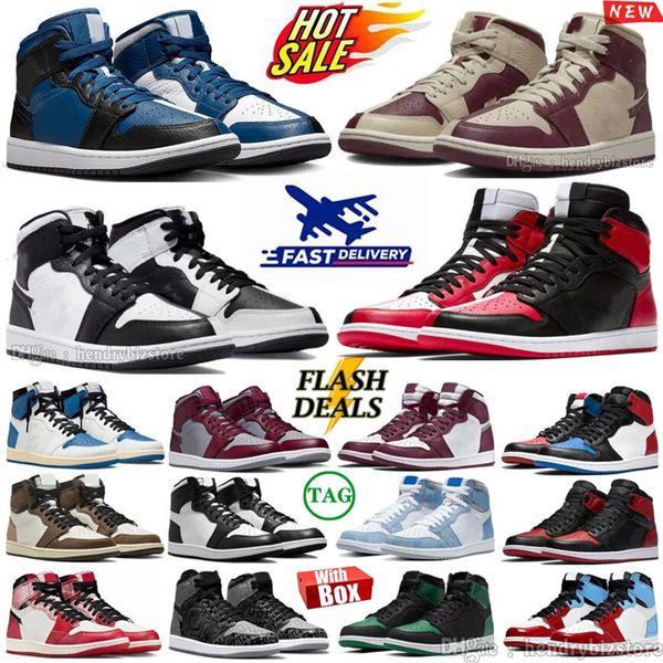 1 Split Beach Cherrywood Invert Blue Französische Basketballschuhe 1s Mid Invert Weiß Schwarz Rot Cherrywoods Dark Mocha Bordeaux Fragment Homage UNC Volt Gold Trainer