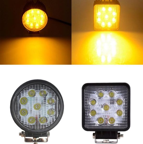 Pampsee 2 pièces 4 pouces 27W 2000LM 2000K LED lumière de travail Spot inondation près de loin lampe de travail jaune ampoule de conduite pour bateau tracteur Offroad5428444