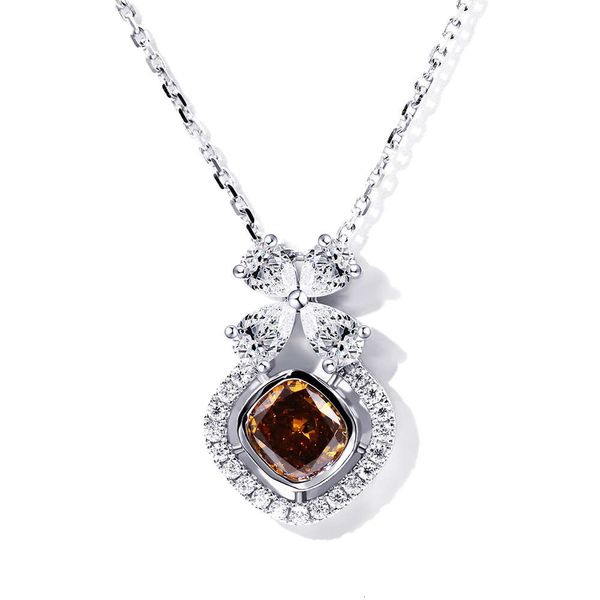 Gemme Tianyu, gioielli in oro da 1,0 ct, collana da sposa con diamanti coltivati in laboratorio IGI con taglio a cuscino giallo fantasia CVD