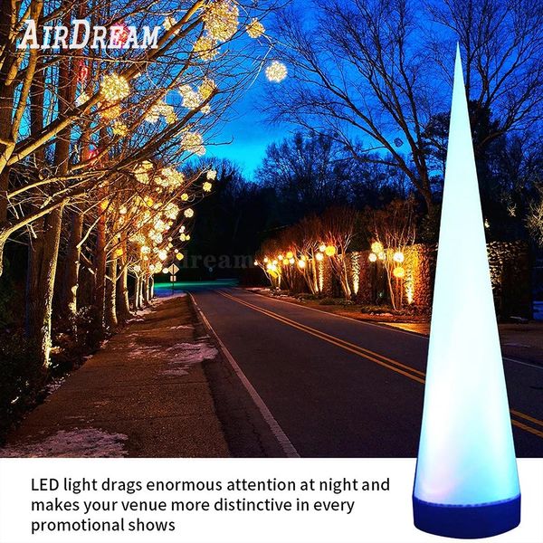 Preço de fábrica por atacado 3mh 10 pés decoração de festa de casamento led inflável cone pilar de garra inflável lâmpada de chifre de boi para venda