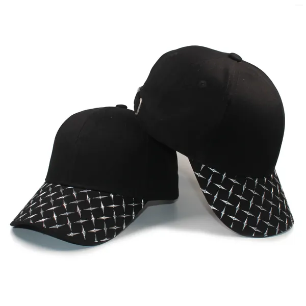 Cappellini da baseball Cappellino da baseball nero regolabile strutturato con logo in TPU metallizzato lucido