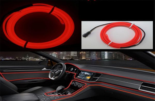 Diy led decoração luz de néon 12v 5 metros interior do carro led flexível el fio frio corda tubo linha dashboard3297540