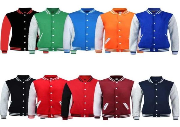 Men039s Giacche SLEEVE Custome Plain Uomo Donna College Giacca da baseball Letterman Varsity Coat Verde Arancione Navy Azzurro Maro3715063