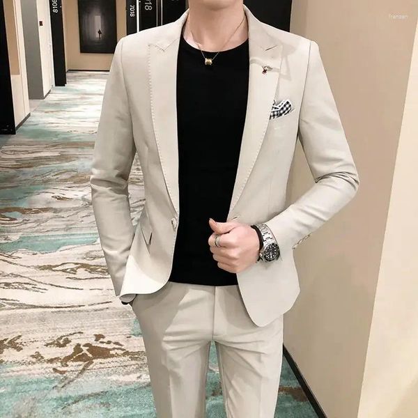 Herrenanzüge Hohe Qualität (Anzughose) Mode Business Koreanische Version Lässige Kontrastfarbe Teenager Gentleman Slim Zweiteiliger Anzug