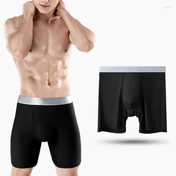 Cuecas masculinas fitness boxer shorts algodão longo estender roupa interior plus size sem costura respirável musculação esportes underpant