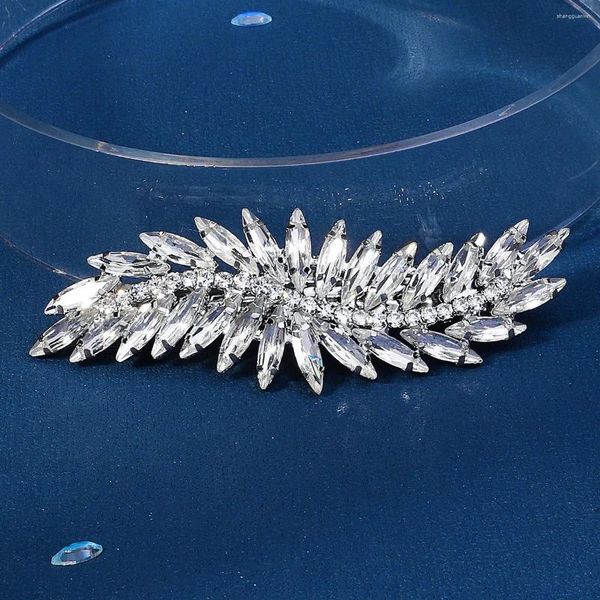 Grampos de cabelo coreano ins folha de cristal primavera hairpin para mulheres moda strass volta cabeça clipe acessórios jóias headwear