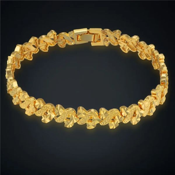 Braccialetto di fascino coreano a forma di cuore per le donne Braslet 2024 femminile 14k oro giallo catena a mano minimalista regalo gioielli partito