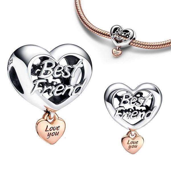 Neue Silber Perlen Liebe Dich Beste Freundin Herz Charme Fit Original Armbänder Mode DIY Frau Charms Für Schmuck Machen