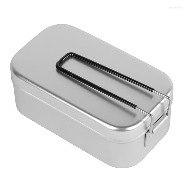 Geschirr Tragbare Reise Faltbare Aluminium Lunch Box Obst Picknick Outdoor Fall Salate Bento Container Camping Nostalgisch