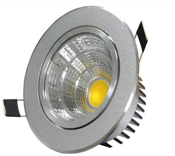 Светодиодный встраиваемый прожектор с регулируемой яркостью COB Downlight 6W9W12W15W Серебряный потолочный светильник Теплый холодный белый AC85265V9837605