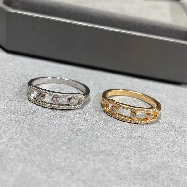 Ringue mince de concepteur trois anneaux dynamiques diamants pour femmes pour hommes Top V-Gold Ring Classium Premium Rose Gold Electroplasting 18K Ring pour cadeau avec banc de bac Ring