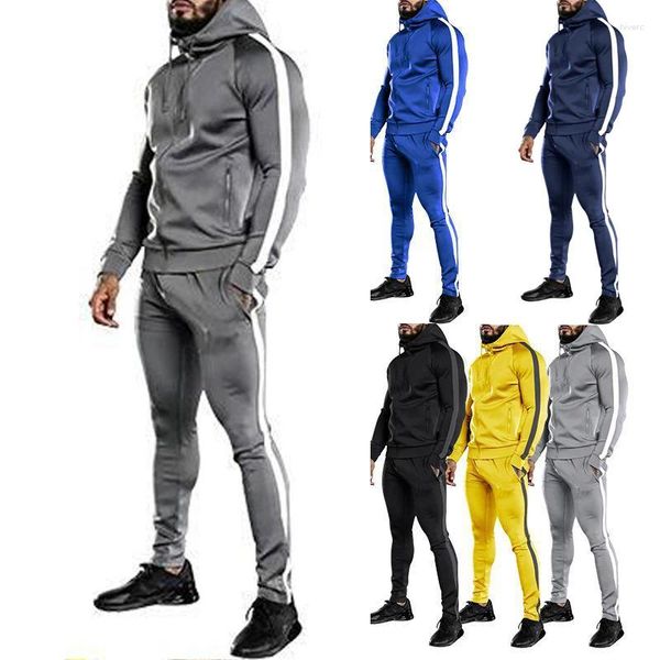 Tute da uomo Abbigliamento da jogging da uomo Set Allenamento in bianco Tuta sportiva in due pezzi con zip attiva e abbigliamento sportivo