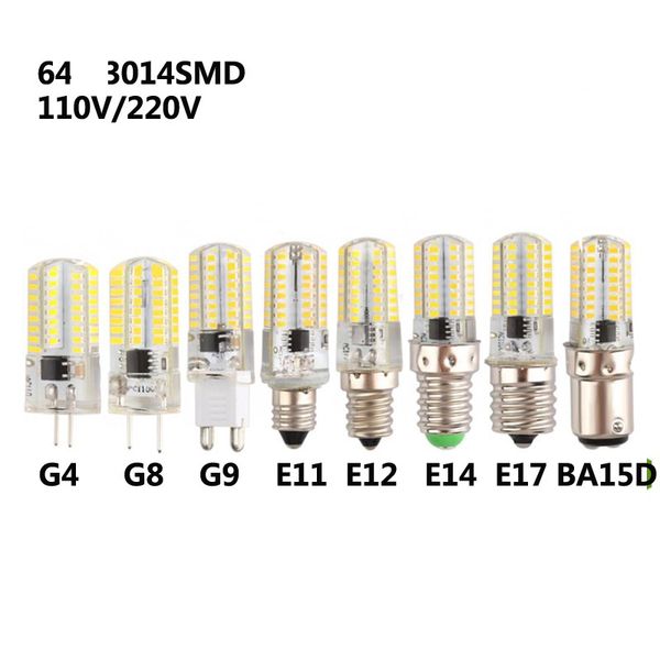 G9 G4 белый/теплый 3 Вт 3014 SMD 64 светодиода AC 110 В-130 В AC 220 В-240 В Светодиодная лампа люстра, угол луча 360 градусов