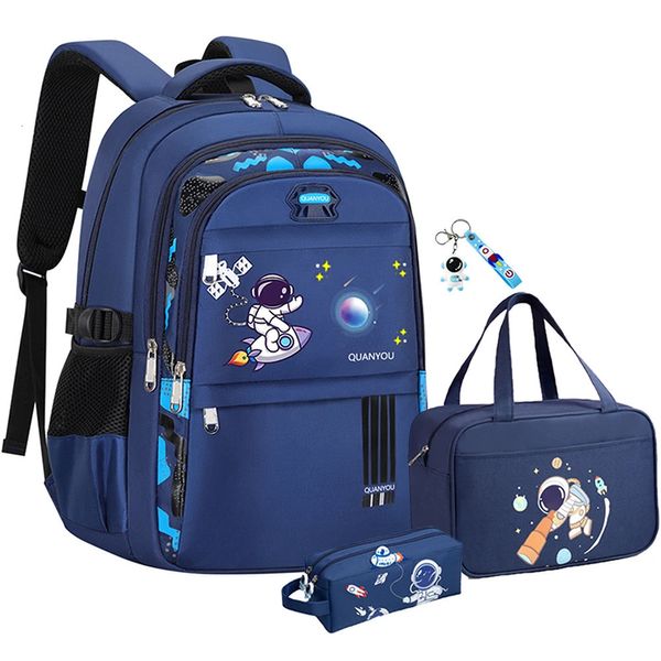 Школьный рюкзак для мальчиков-космонавтов, водонепроницаемая детская сумка для книг, набор с сумкой для обеда, пенал, школьные принадлежности для мальчиков 240119