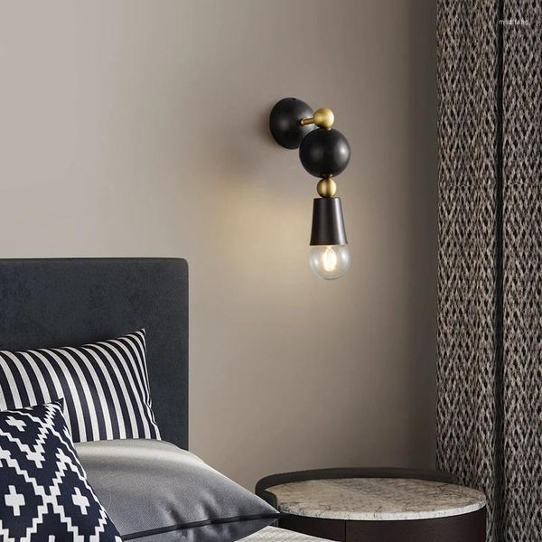 Wandleuchte 2024 Einfache Nordic Messing Kupfer Gute Qualität Ausgefallene Luxus Licht Schwarz Dekoration El Schlafzimmer Lesesaal