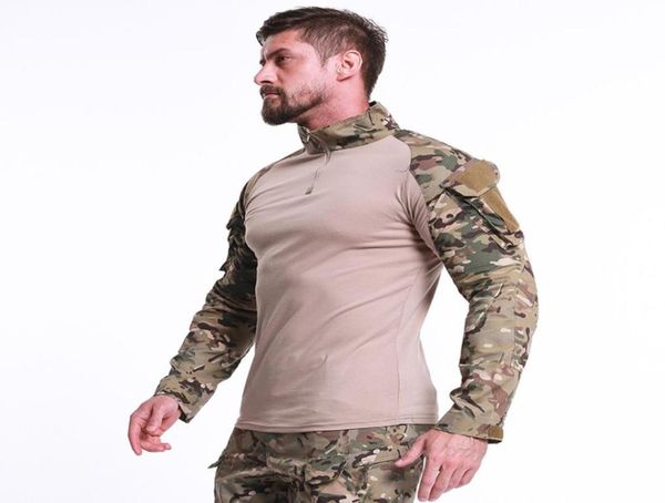 Männer Tactical Combat Shirt Camouflage Langarm Reißverschluss Casual Jagd Angeln Radfahren Tops Kleidung Outwear Sport Paintball Airso7723730