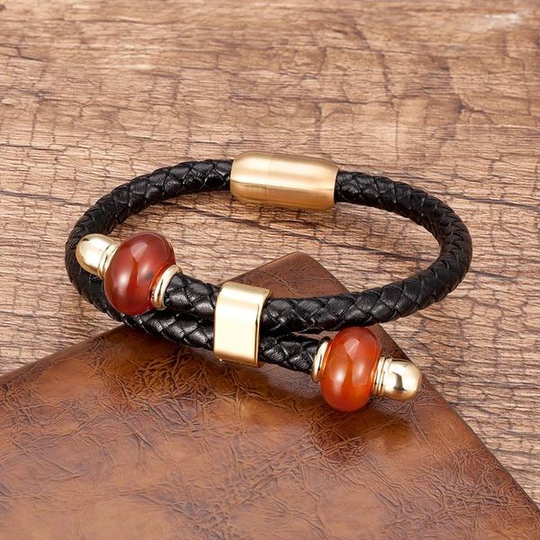 Charme pulseiras redondo rosário contas de pedra natural para mulheres acessórios amor dia das mães jóias de luxo pulseira masculina na mão